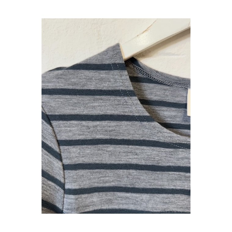 By Basics - 4002 Shirt R-Neck L/S - steel grey mel/asphalt