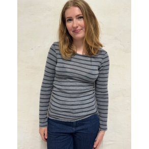 By Basics - 4002 Shirt R-Neck L/S - steel grey mel/asphalt