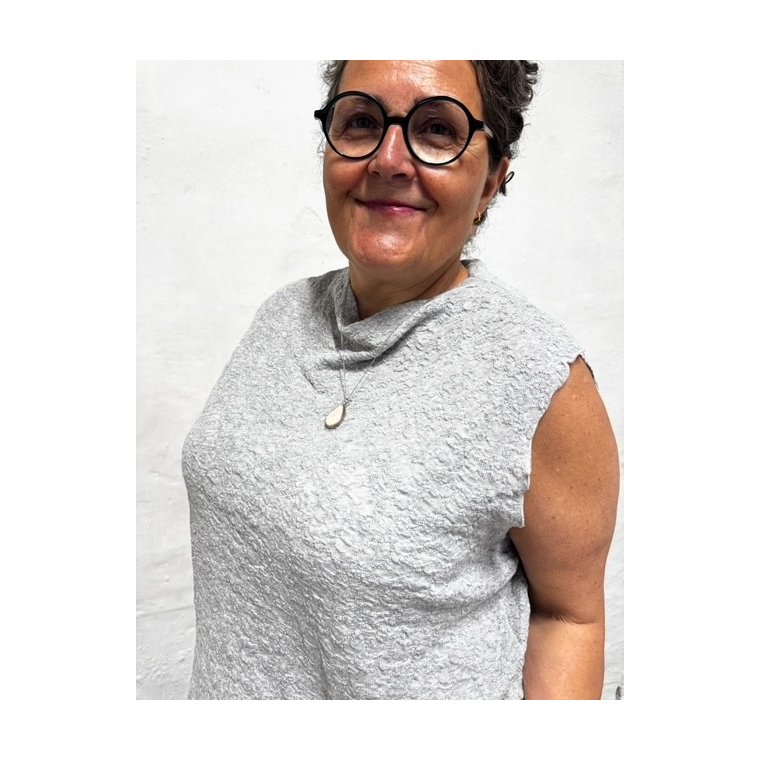 By Basics - 2501 Bubble Wool boxy top	- dawn grey melange