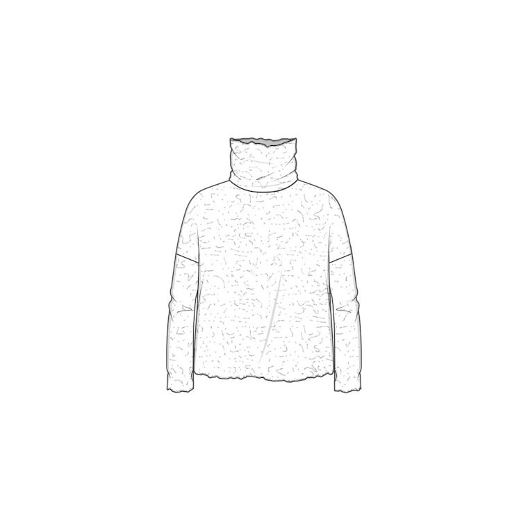 By Basics - 4501 Bubble Wool shirt wide w/large rollneck - elephant melange