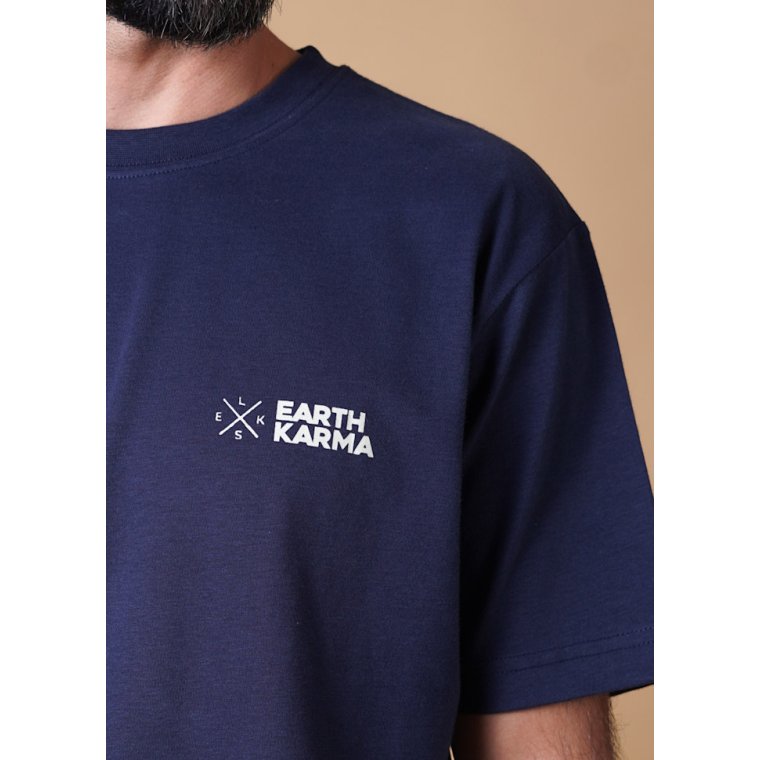 ELSK - EARTH KARMA BRUSHED T-SHIRT - DARK NAVY/Hvidt Print