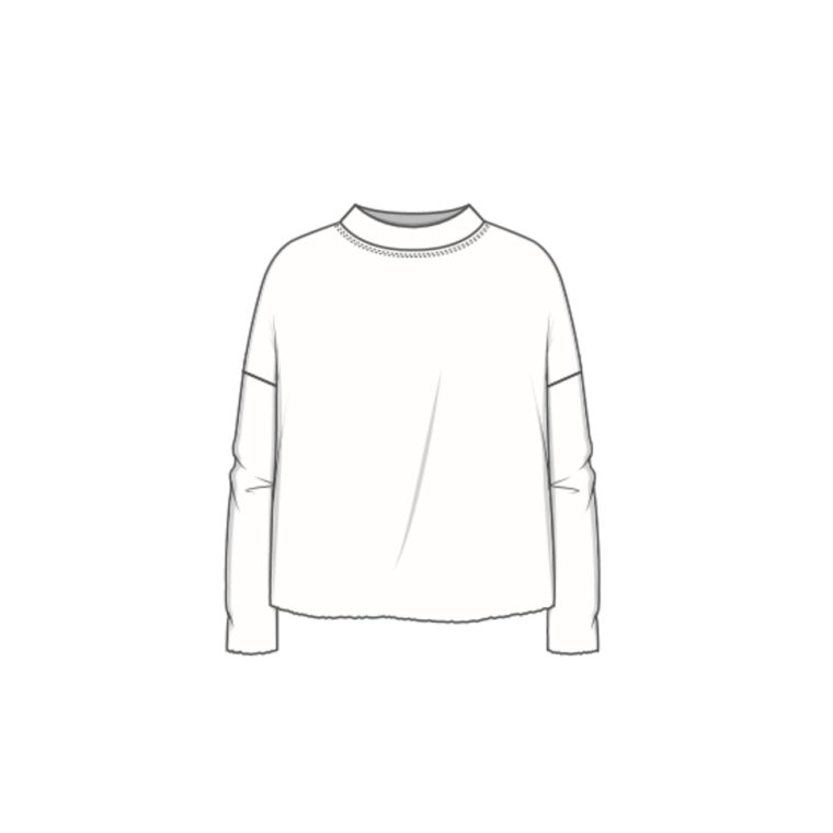 By Basics - 4025 wide shirt w/turtleneck - raw white/chestnut