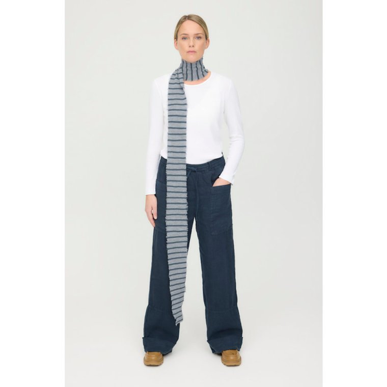 By Basics - 1049 bow scarf raw edged - steel grey mel/asphalt