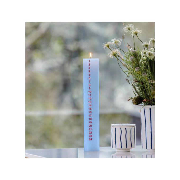 KunstIndustrien - December Candle. 6 x 30 cm. w. RSPO Stearin. EN 15426 - Aquamarine