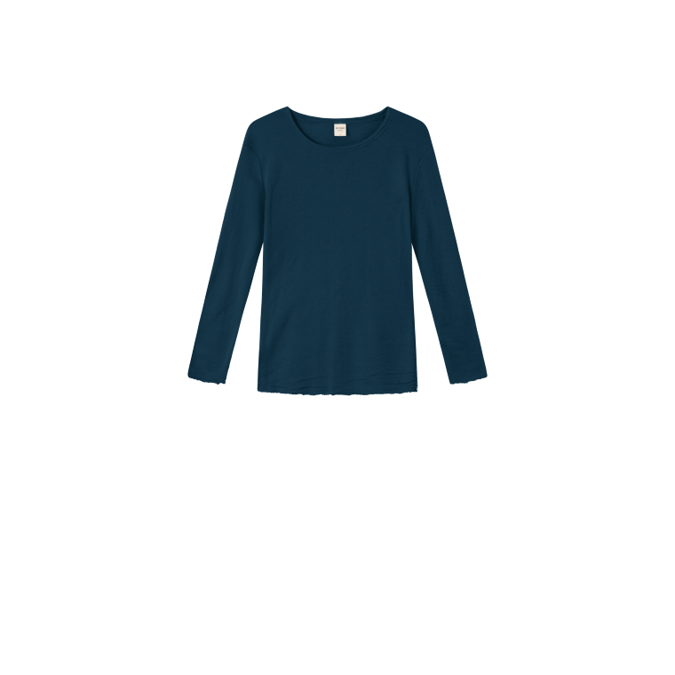 By Basics - 4002 Shirt R-Neck L/S - petrol blue