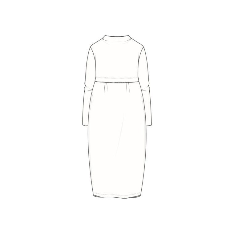 By Basics - 7045 dress long pleats & high neck - raw white/asphalt